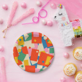 Geometrische Abstract modern patroon van 80 jaar, Papieren Bordje (Feest)