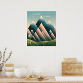 Geometrische Abstracte berg Modern Pastel Minimal Poster (Keuken)
