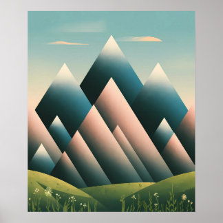Geometrische Abstracte berg Modern Pastel Minimal Poster