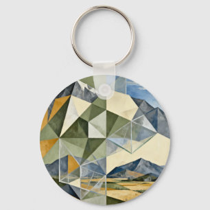 Geometrische Abstracte Berglandschap Sleutelhanger