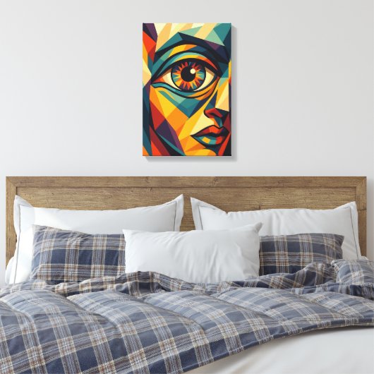 Geometrische Abstracte Eye Face Pop Art Canvas Pri (Insitu (Slaapkamer))