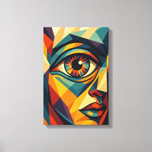Geometrische Abstracte Eye Face Pop Art Canvas Pri (Voorkant)
