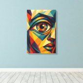 Geometrische Abstracte Eye Face Pop Art Canvas Pri Afdruk (Insitu (Houten vloer))
