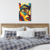 Geometrische Abstracte Eye Face Pop Art Canvas Pri Afdruk (Insitu (Slaapkamer))
