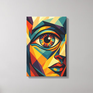 Geometrische Abstracte Eye Face Pop Art Canvas Pri Afdruk