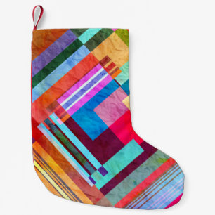 Geometrische abstracte, grafische kleurenachtergro kleine kerstsok