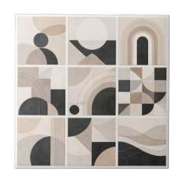 Geometrische Abstracte Harmonie – Moderne Keramisc Tegeltje