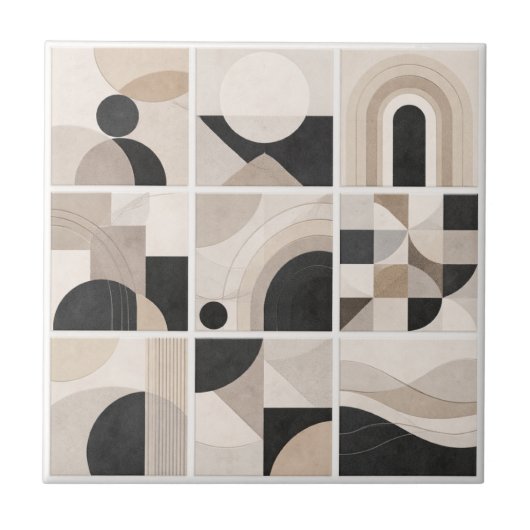 Geometrische Abstracte Harmonie – Moderne Keramisc Tegeltje (Voorkant)
