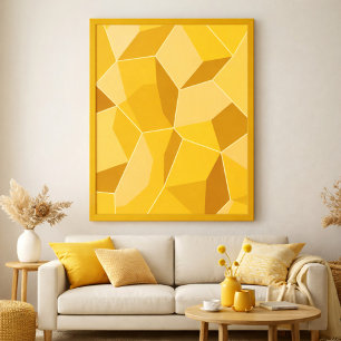 Geometrische Abstracte kunst in goudgele tinten Poster
