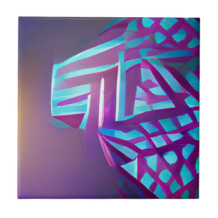 Geometrische abstracte kunst paarse lavender aquam tegeltje