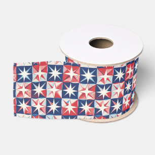 Geometrische Abstracte Kunst Patriottische Sterren Grosgrain Lint