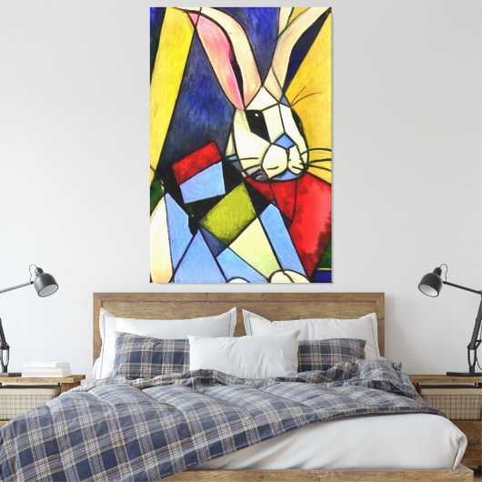 Geometrische Abstracte kunststijl met langvliegend Canvas Afdruk (Insitu (Slaapkamer))