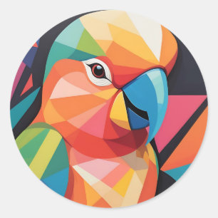 Geometrische Abstracte Lovebird Portrait Bold Line Ronde Sticker