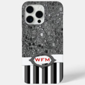 Geometrische Abstracte monogram zwarte witte strep Case-Mate iPhone Case (Achterkant)
