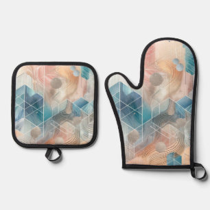 Geometrische Abstracte Oven Mitt & Pot Holder Set