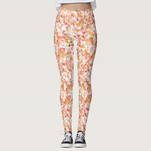 Geometrische Abstracte Patroon Leggings - Roze Sin (Voorkant)