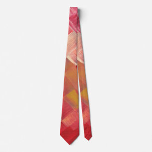 Geometrische Abstracte Penselen Rood, Roze & Goud Stropdas
