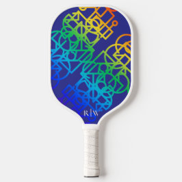 Geometrische Abstracte regenboogkleur Paarse achte Pickleball Paddle