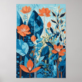 Geometrische abstracte tuin, ai art, DOWNLOADBAAR, Poster