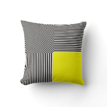 Geometrische abstractie, B/W strepen geel vierkant