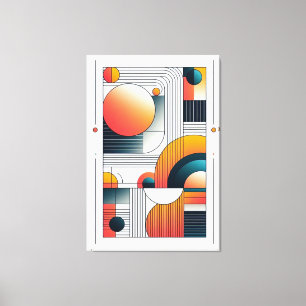 Geometrische abstractie in vetgedrukte kleuren canvas afdruk