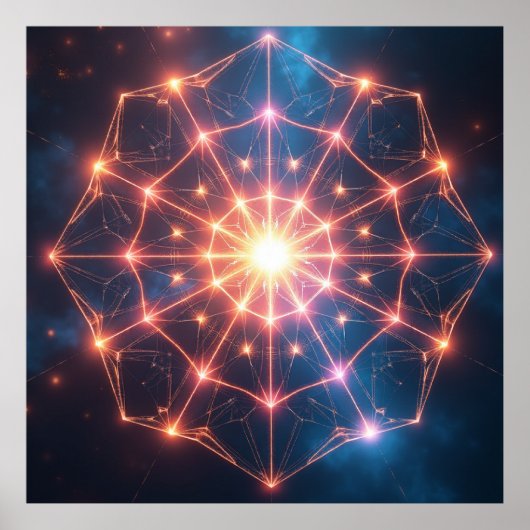 Geometrische Abstractie: Lichtgevende Kern Kunstwe Poster (Voorkant)