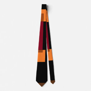 Geometrische abstractie rood Oranje zwart Stropdas