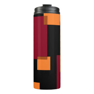 Geometrische abstractie rood Oranje zwart Thermosbeker