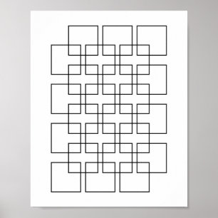 Geometrische afdruk voor Black Interlocking Square Poster