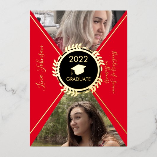 Geometrische Afstuderen Gouddrukaankondiging Folie Uitnodiging (Voorkant)