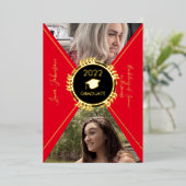 Geometrische Afstuderen Gouddrukaankondiging Folie Uitnodiging (Staand Voorkant)