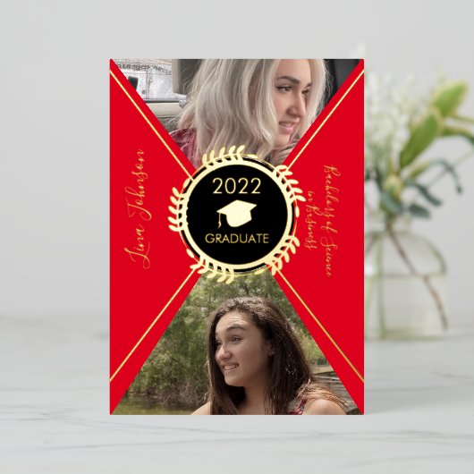 Geometrische Afstuderen Gouddrukaankondiging Folie Uitnodiging (Staand Voorkant)