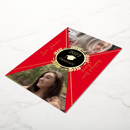 Geometrische Afstuderen Gouddrukaankondiging Folie Uitnodiging (Gedraaid)