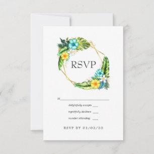 Geometrische Aloha Tropische Zomer Strand Bruiloft RSVP Kaartje