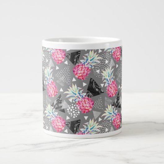 Geometrische anananas gestructureerd patroon jumbo mok (Voorkant)
