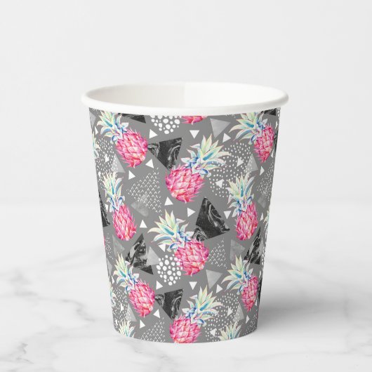 Geometrische anananas getextureerd patroon papieren bekers (Links)