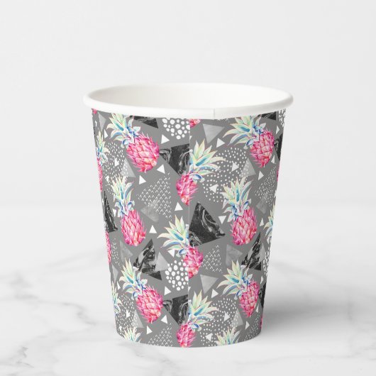 Geometrische anananas getextureerd patroon papieren bekers (Rechts)