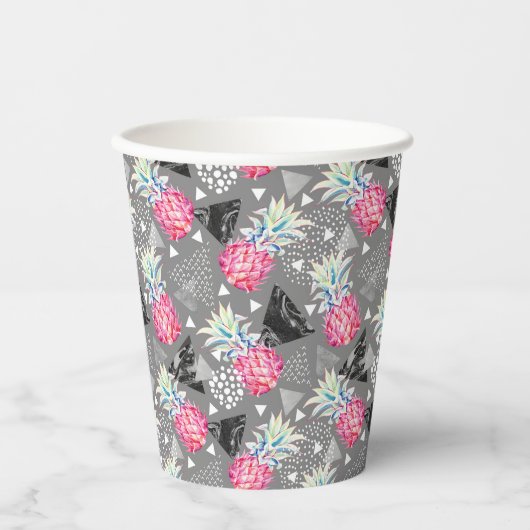 Geometrische anananas getextureerd patroon papieren bekers (Voorkant)