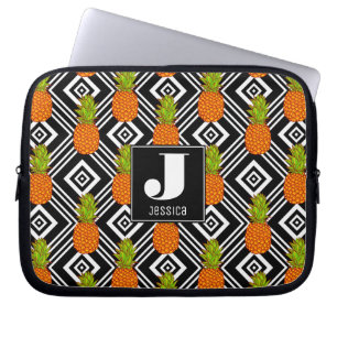 Geometrische anananas Monogram Laptop Sleeve