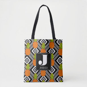 Geometrische anananas Monogram Tote Bag