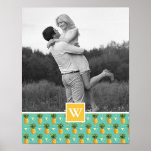 Geometrische anananasslantaarn   Foto met monogram Poster