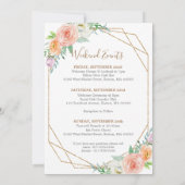 Geometrische Aquarel Bloem Bruiloft Welkom Brief Kaart (Achterkant)