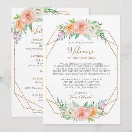 Geometrische Aquarel Bloem Bruiloft Welkom Brief Kaart