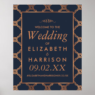 Geometrische Art Deco Gatsby Bruiloft Welkom Poster