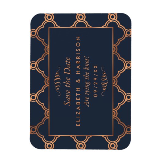 Geometrische Art Deco Gatsby Sla de datum op Magneet (Verticaal)
