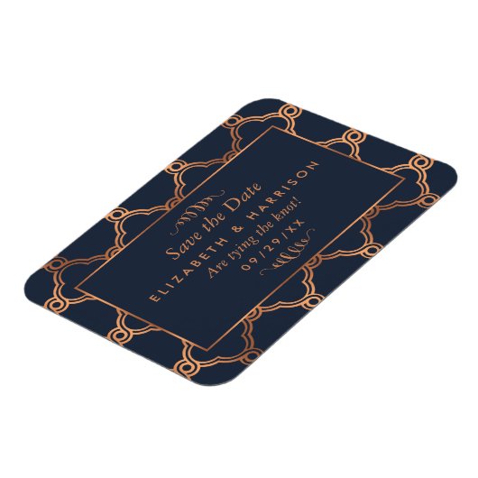 Geometrische Art Deco Gatsby Sla de datum op Magneet (Linkerzijde)