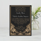 Geometrische Art Deco Gatsby Stijl Bruiloft uitnod Kaart (Staand voorkant)