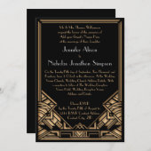 Geometrische Art Deco Gatsby Stijl Bruiloft uitnod Kaart (Voorkant / Achterkant)