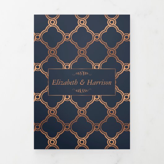 geometrische Art Deco Gatsby Wedding Suite Drieluik Uitnodiging (Cover)