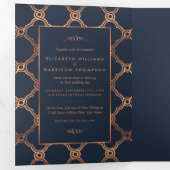 geometrische Art Deco Gatsby Wedding Suite Drieluik Uitnodiging (Binnenzijde eerst)